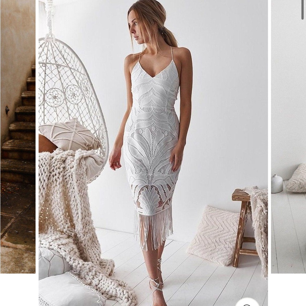 White Fringe Dress